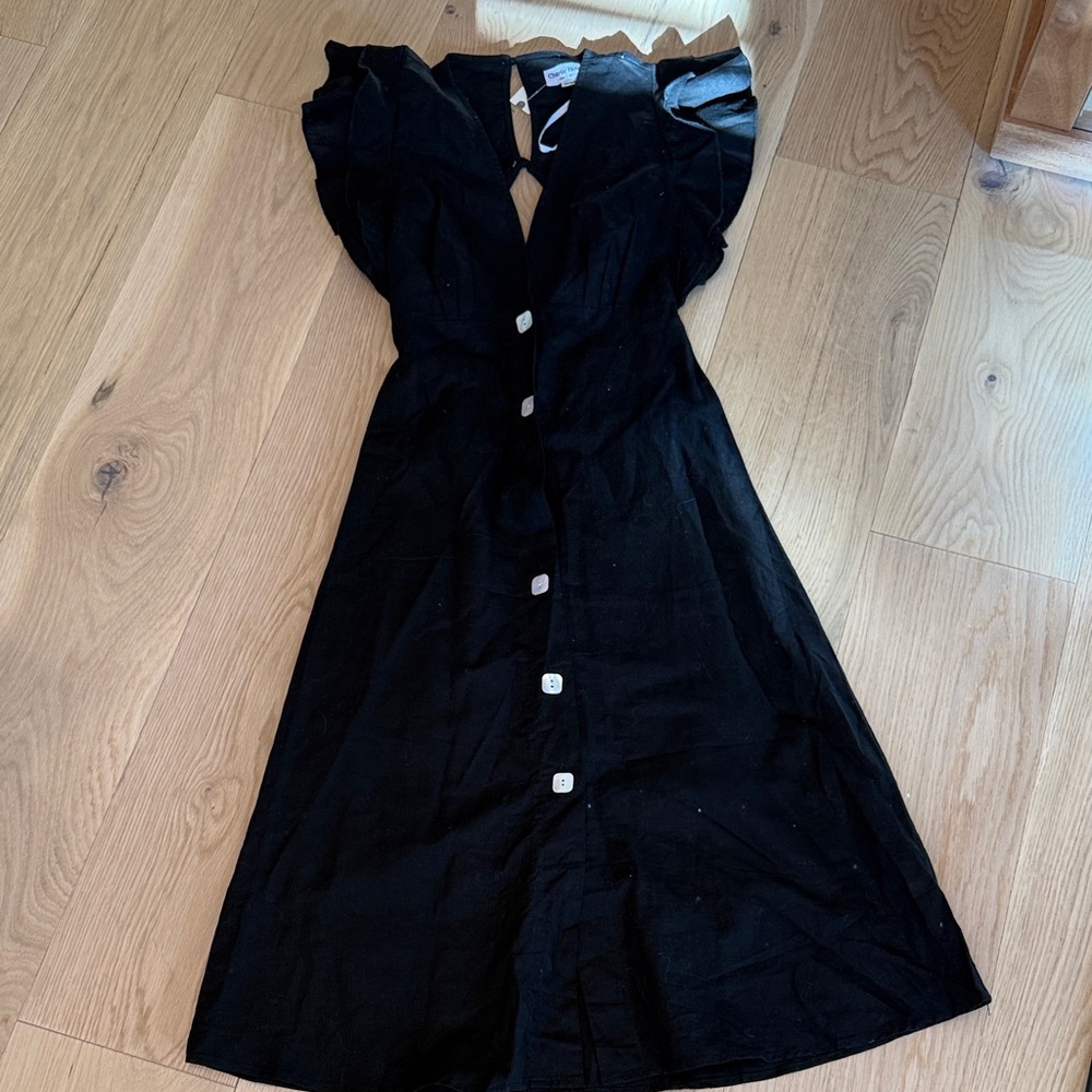 Anthropologie Black Backless Button-Front Dress